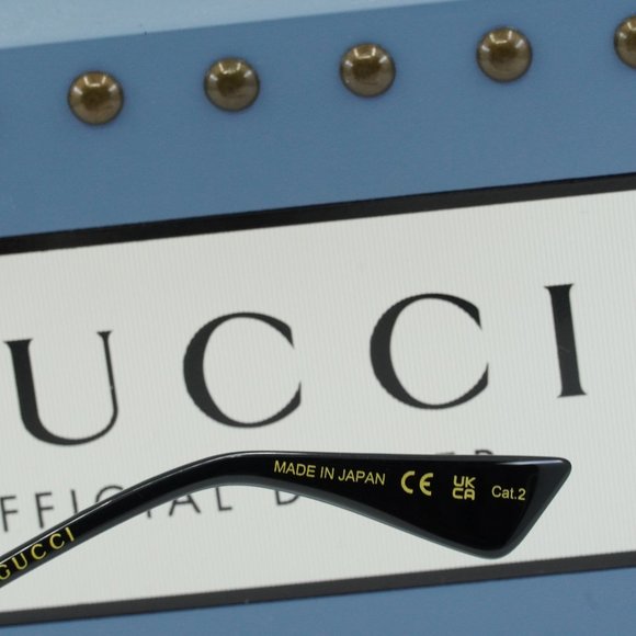 Gucci GG0606SK 001 Square Sunglasses - Black/Gold/Grey - Picture 7 of 10